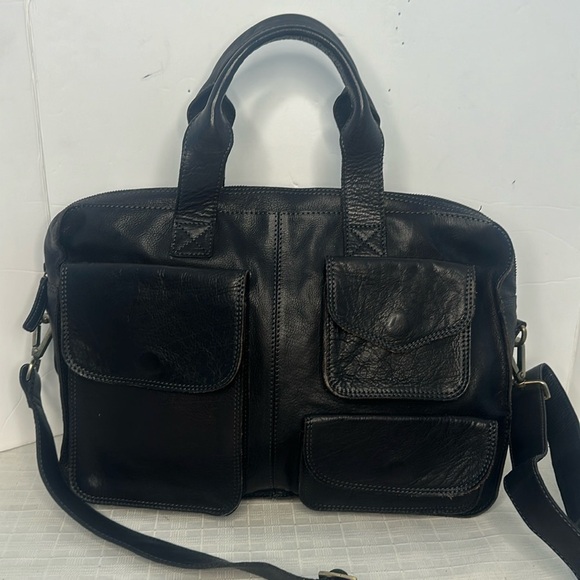 CARBON2COBALT BLACK Carbon 2 Cobalt Leather Messenger Crossbody Bag - Picture 1 of 9